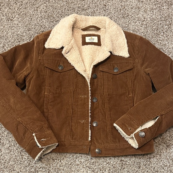 Marine Layer Jackets & Blazers - Brown Corduroy Sherpa-Lined Jacket